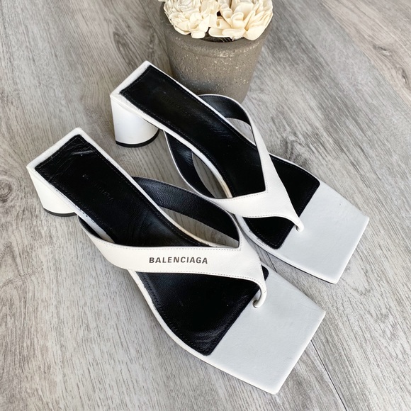 Balenciaga Shoes - SALE⤵️Balenciaga Logo White Thong Sandals